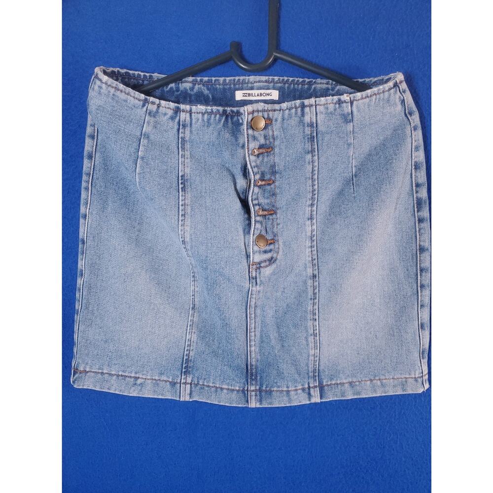 Billabong Denim Mini Skirt Womens Size 31 Blue Jean Button Front Panel - Picture 12 of 14